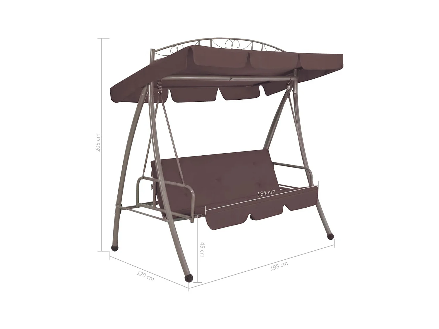 Balancelle convertible d'extérieur avec auvent Café 2