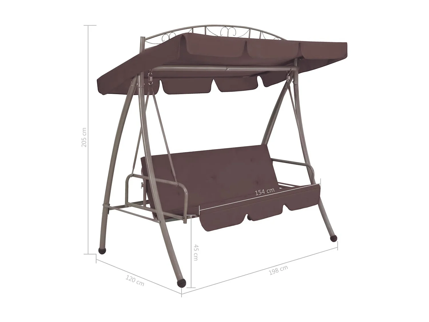 Balancelle convertible d'extérieur avec auvent Café 2