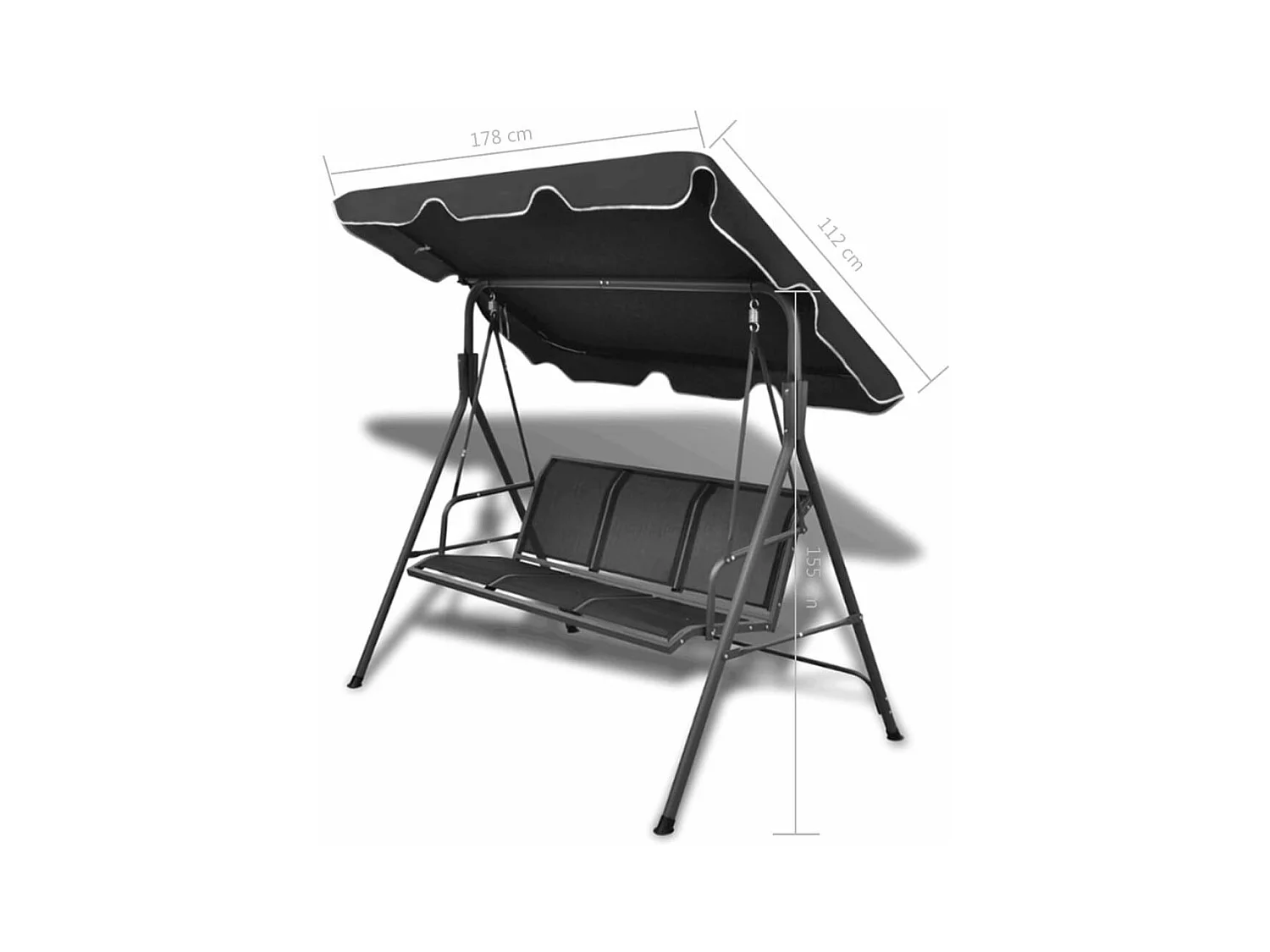 Balancelle de jardin avec auvent Noir