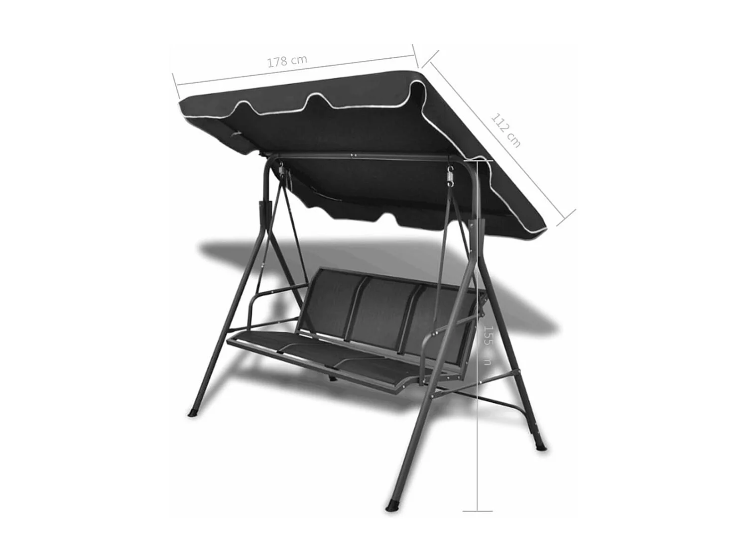 Balancelle de jardin avec auvent Noir
