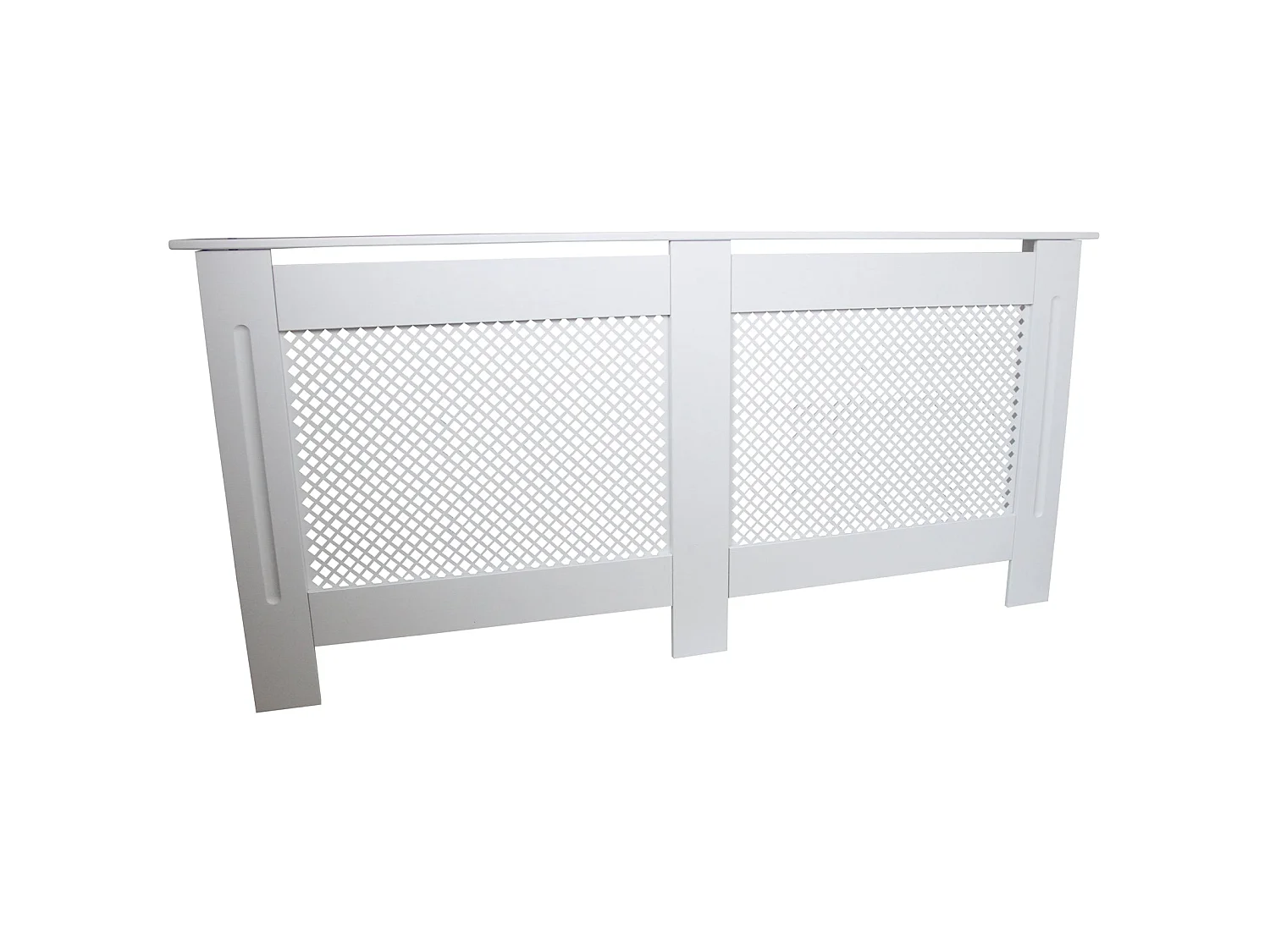 Cache Radiateur en MDF Blanc à Motif Grillagé 172 cm x 82 x 18,8 cm