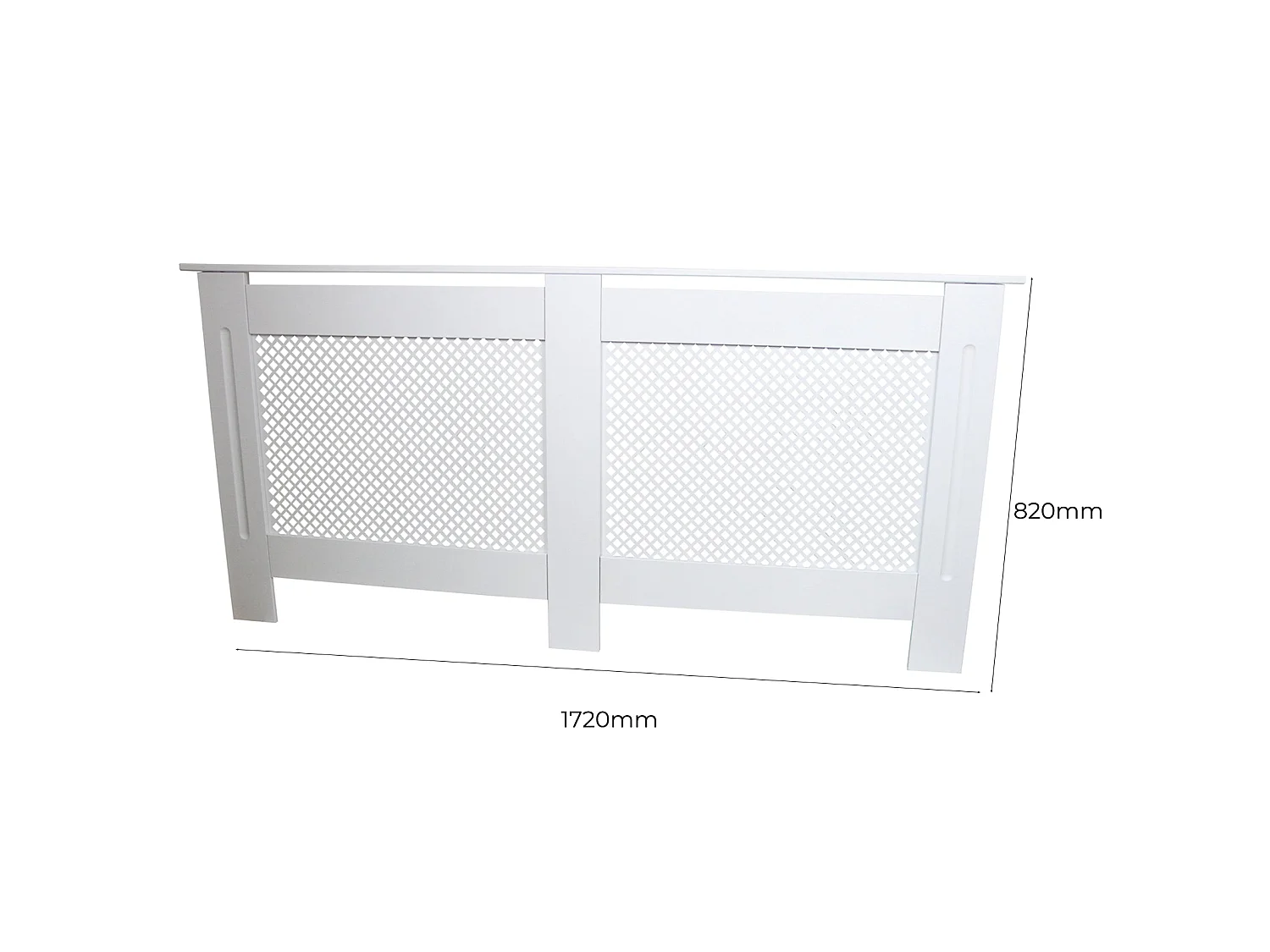 Cache Radiateur en MDF Blanc à Motif Grillagé 172 cm x 82 x 18,8 cm