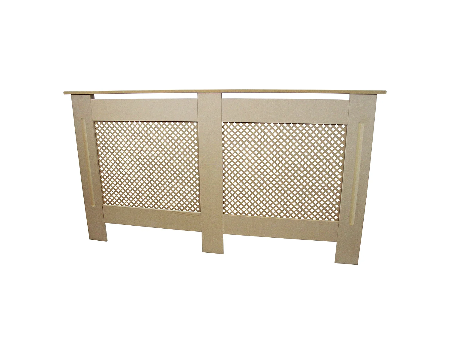 Cache Radiateur en MDF Naturel à Motif Grillagé 151,5 cm x 82 x 18,8 cm