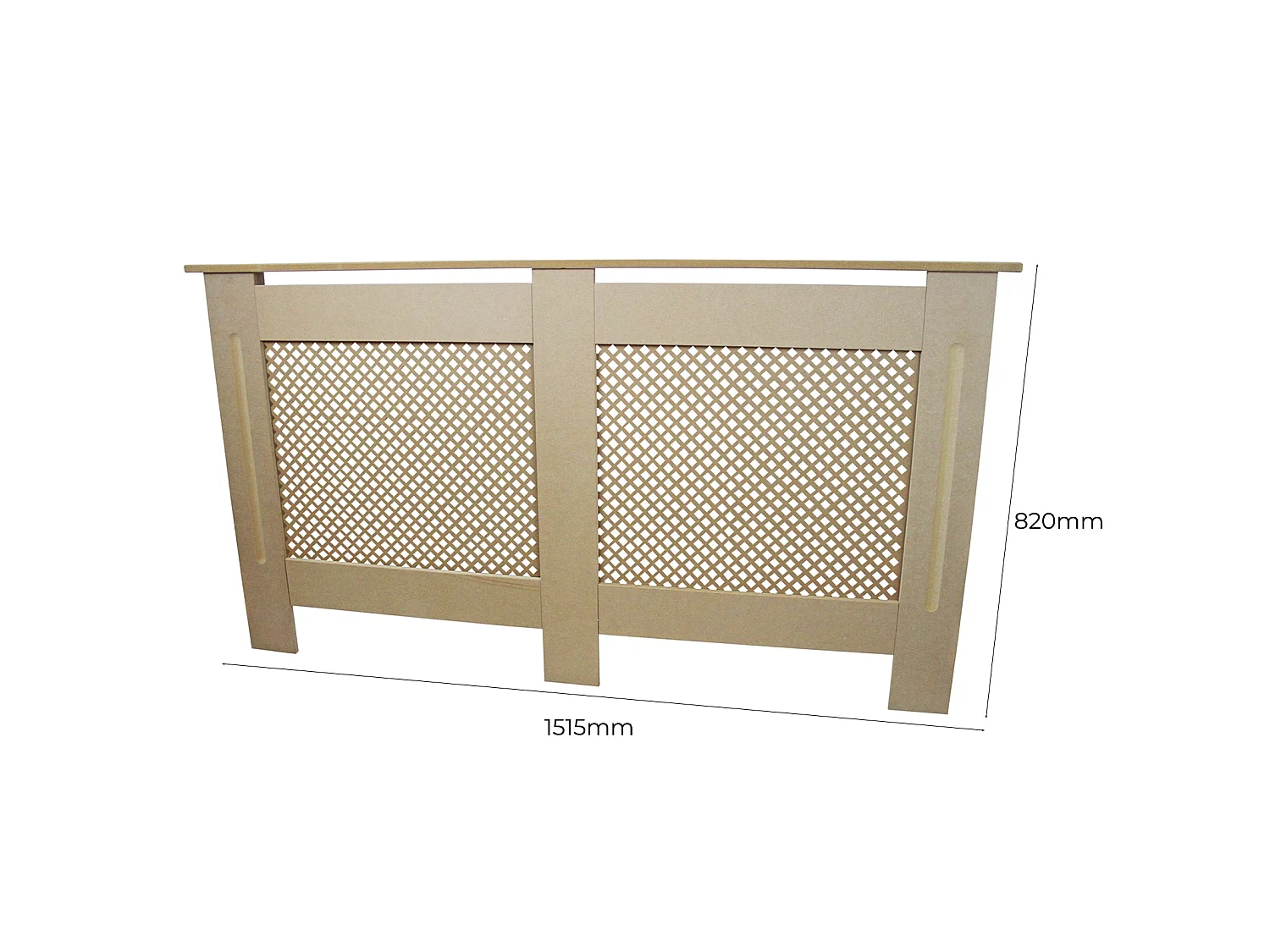Cache Radiateur en MDF Naturel à Motif Grillagé 151,5 cm x 82 x 18,8 cm