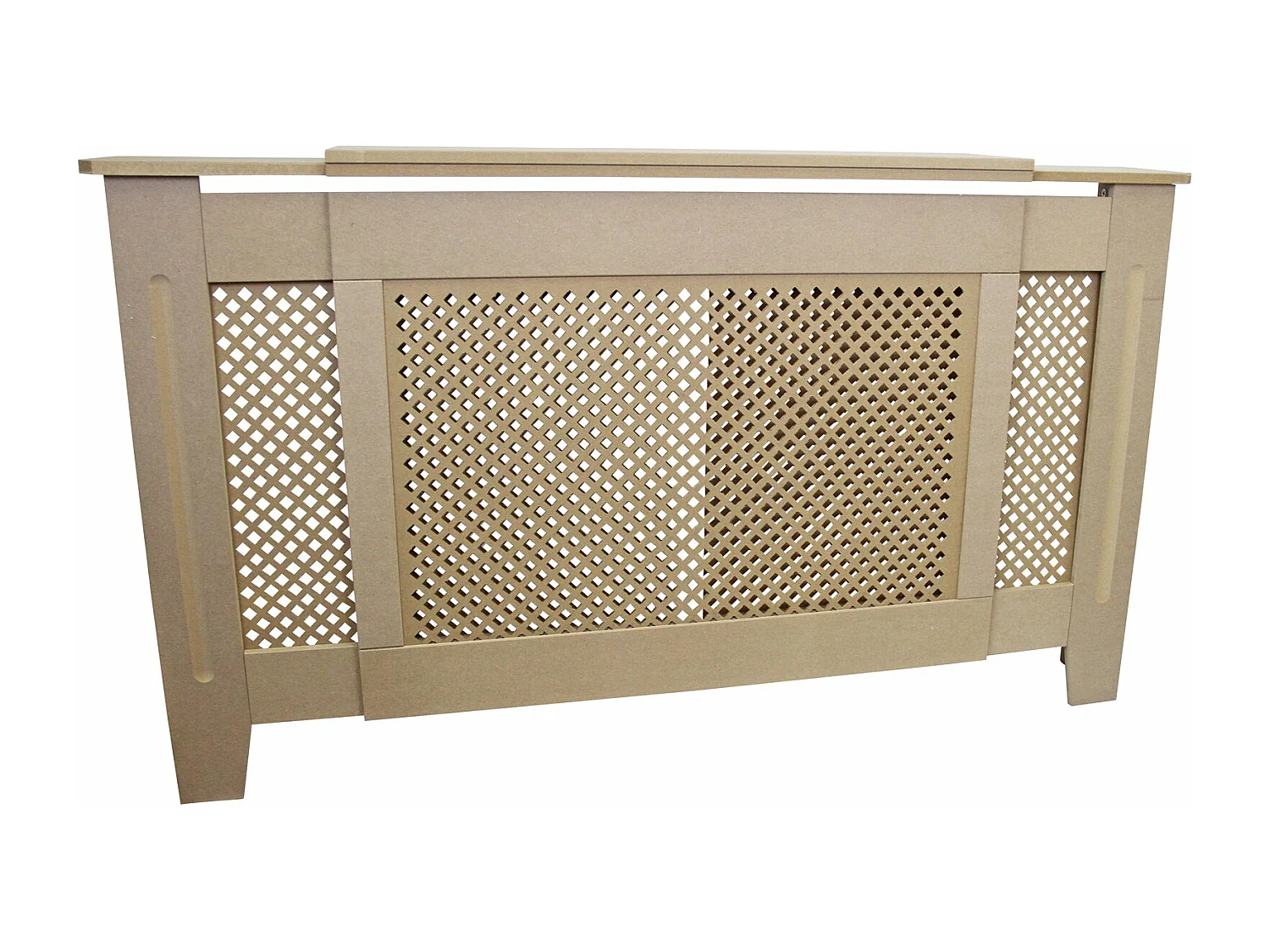 Cache Radiateur Ajustable à Motif Grillagé en MDF Naturel 1400mm - 1920mm