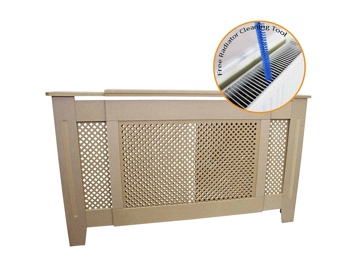 Cache Radiateur Ajustable à Motif Grillagé en MDF Naturel 1400mm - 1920mm