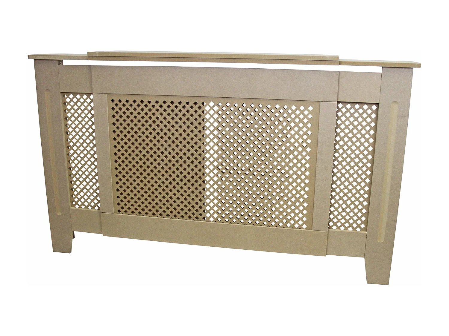 Cache Radiateur Ajustable à Motif Grillagé en MDF Naturel 1400mm - 1920mm