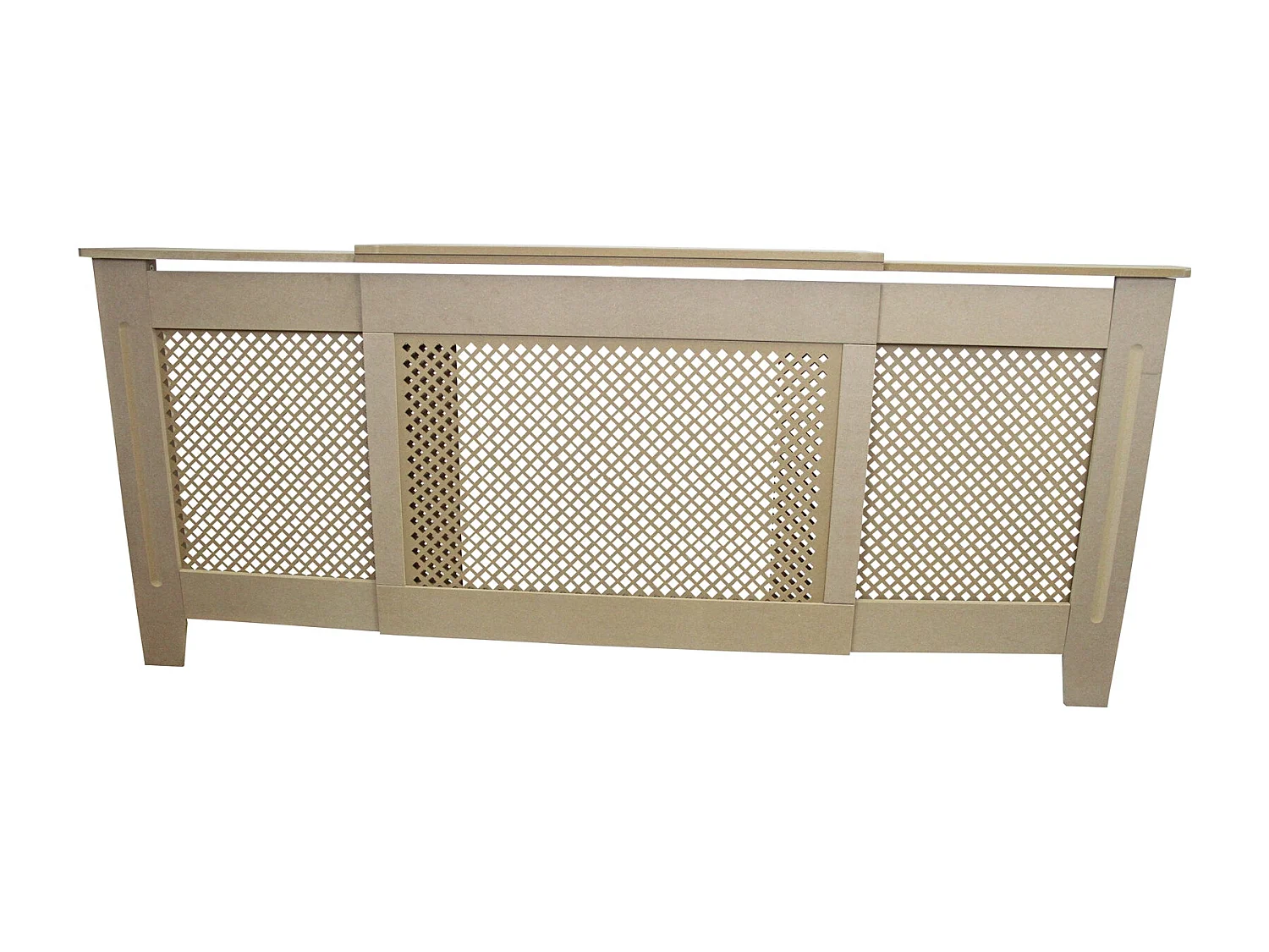 Cache Radiateur Ajustable à Motif Grillagé en MDF Naturel 1400mm - 1920mm