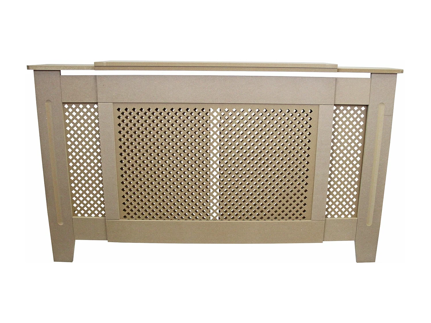 Cache Radiateur Ajustable à Motif Grillagé en MDF Naturel 1400mm - 1920mm