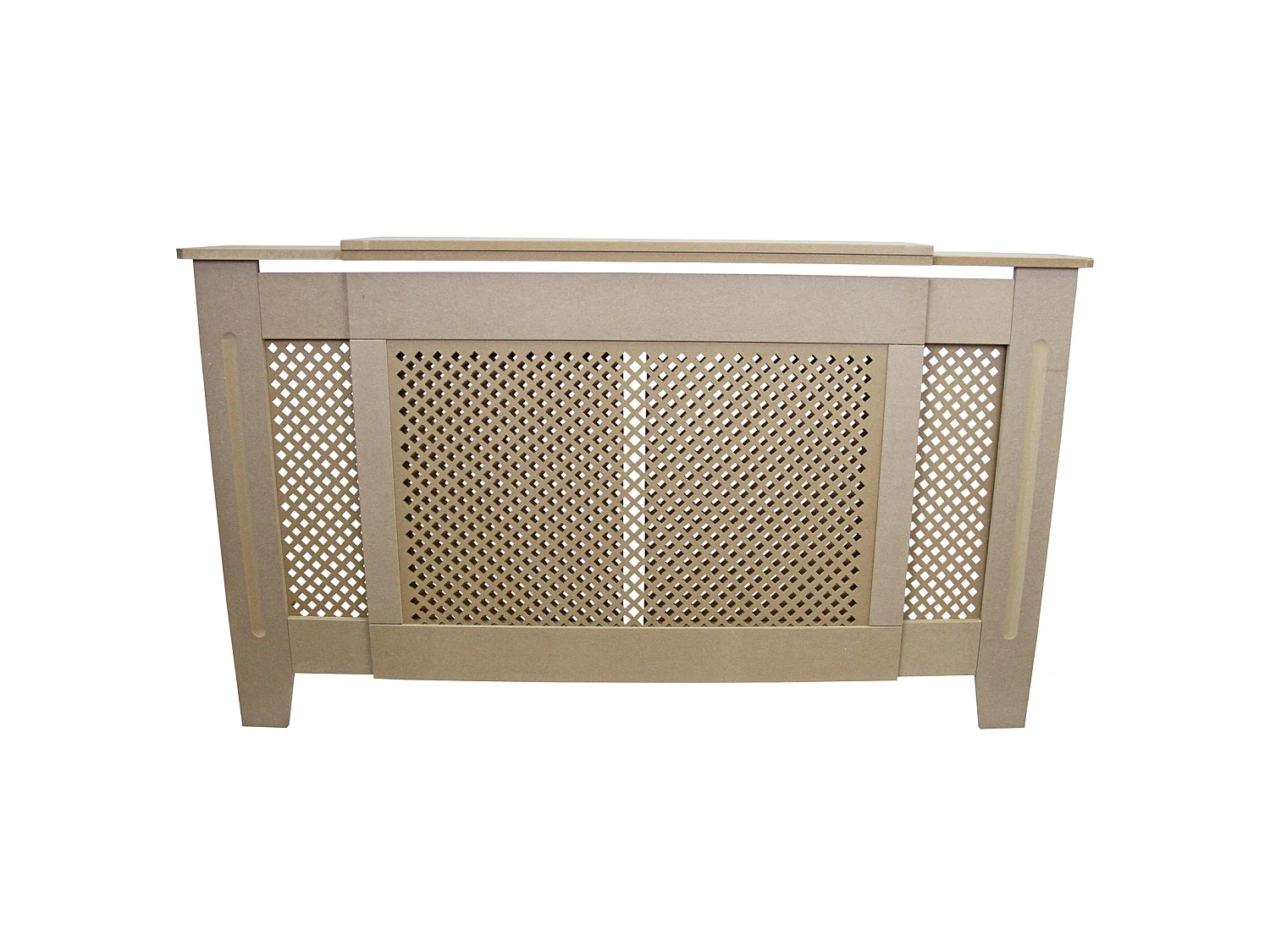 Cache Radiateur en MDF Naturel à Motif Grillagé Ajustable de 140 à 192 cm