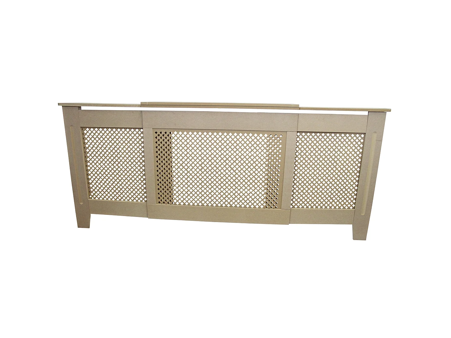 Cache Radiateur en MDF Naturel à Motif Grillagé Ajustable de 140 à 192 cm