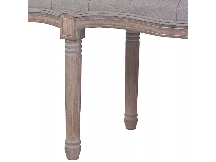 Banc capitonné lin gris et pieds bois massif clair Makin 150cm