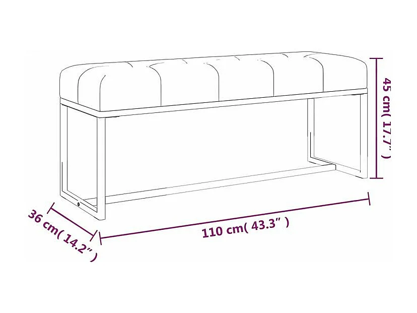 Banc Vert foncé 110x36x45 Velours