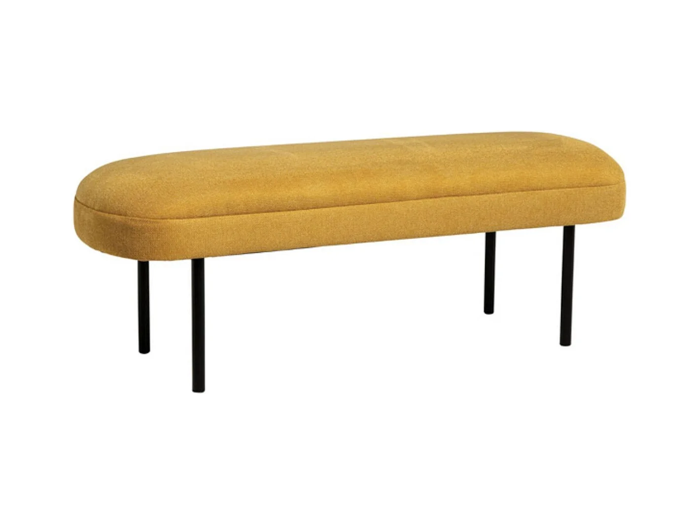 Banc moderne rembourré avec revêtement en tissu et pieds en métal noir Lema-Couleur Jaune moutarde