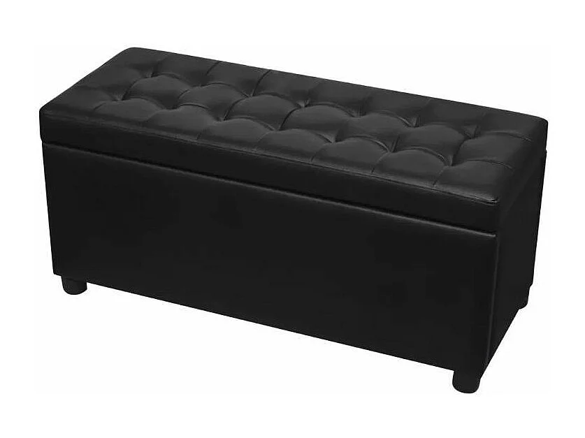 Banquette coffre capitonnée similicuir noir Mouby 87cm