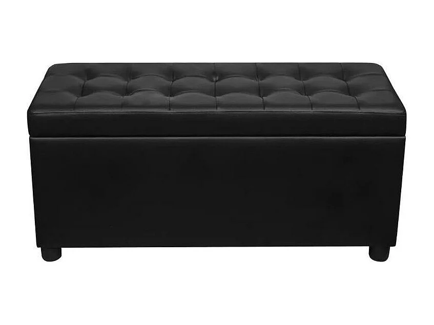 Banquette coffre capitonnée similicuir noir Mouby 87cm
