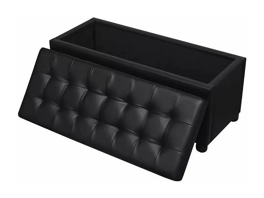 Banquette coffre capitonnée similicuir noir Mouby 87cm