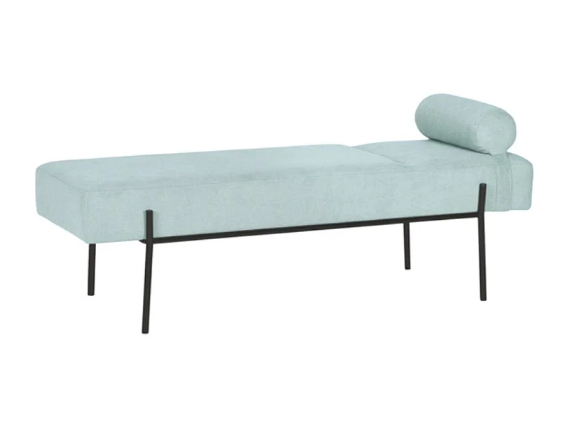 Banquette moderne en tissu et métal noir laqué Barcalo-Couleur Vert amande