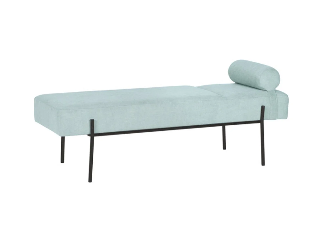 Banquette moderne en tissu et métal noir laqué Barcalo-Couleur Vert amande