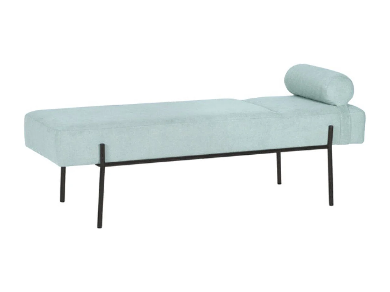 Banquette moderne en tissu et métal noir laqué Barcalo-Couleur Vert amande