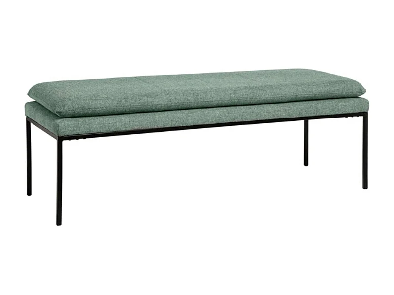 Banc design en tissu et pieds en métal noir Madrida-Couleur Vert amande