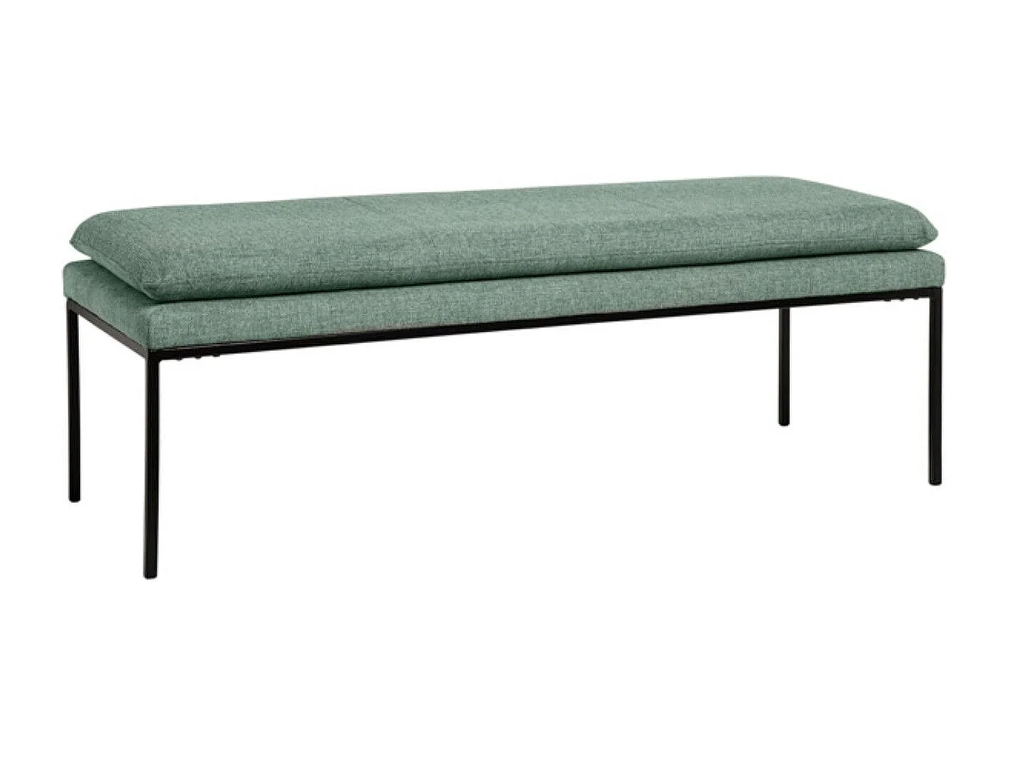 Banc design en tissu et pieds en métal noir Madrida-Couleur Vert amande