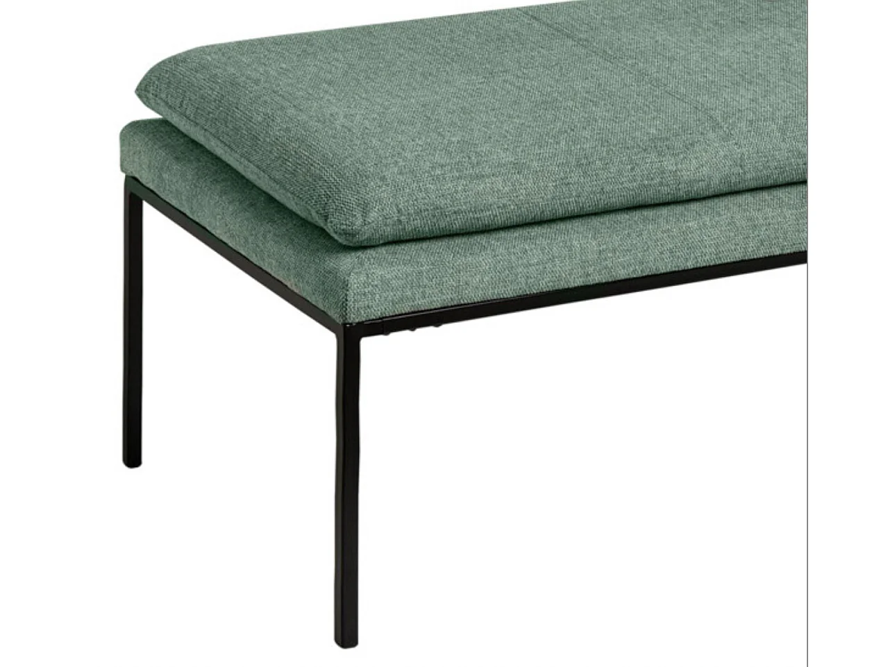 Banc design en tissu et pieds en métal noir Madrida-Couleur Vert amande