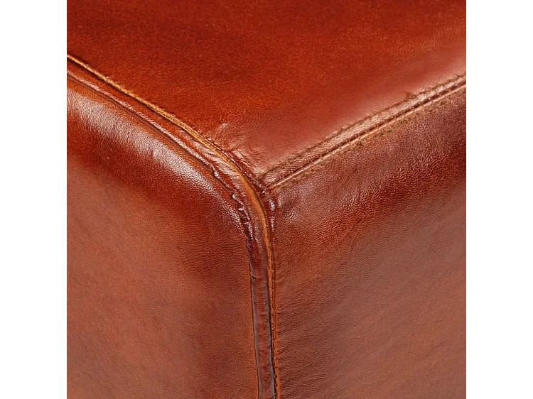 Banc de bok de gymnastique marron 110cm cuir véritable et bois