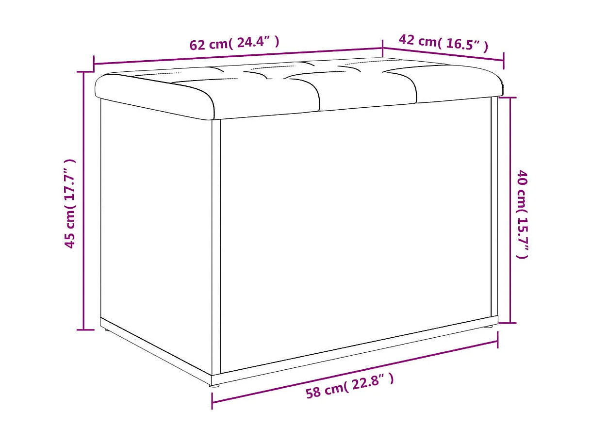 Banc de rangement sonoma gris 62x42x45 bois d'ingénierie