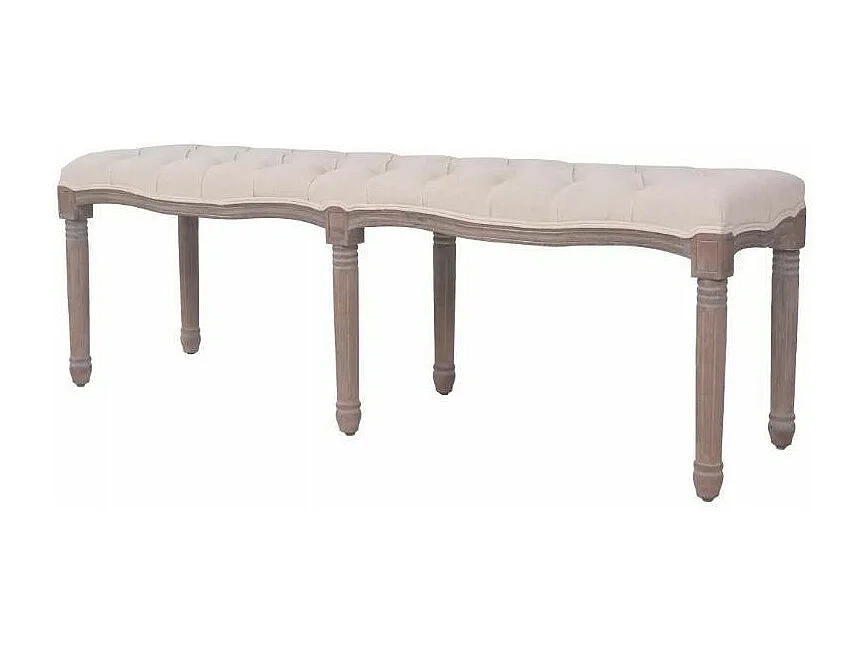 Banc capitonné in beige et pieds bois massif clair Makin 150cm