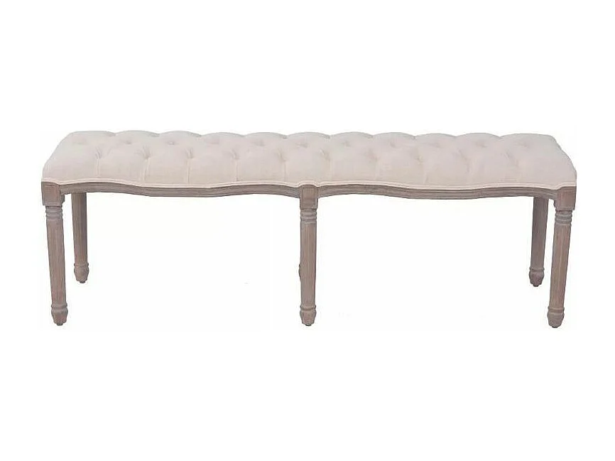 Banc capitonné in beige et pieds bois massif clair Makin 150cm