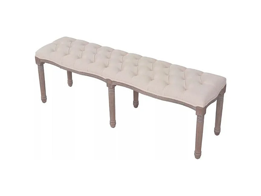 Banc capitonné in beige et pieds bois massif clair Makin 150cm