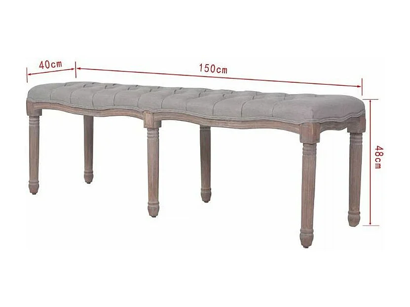 Banc capitonné in beige et pieds bois massif clair Makin 150cm