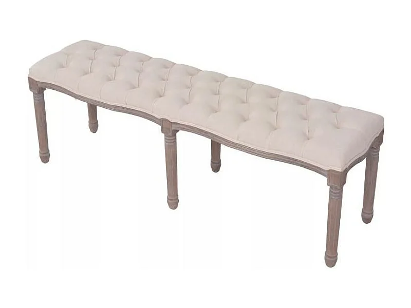 Banc capitonné in beige et pieds bois massif clair Makin 150cm