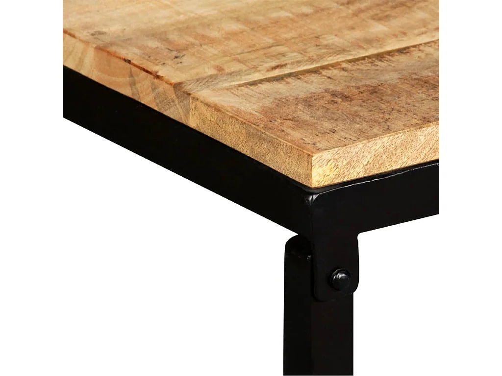 Banc industriel bois de manguier massif et pieds acier noir Kinza 160cm