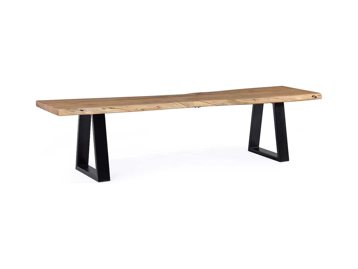 Banc en bois d'acacia et pieds en acier Amaly 178cm