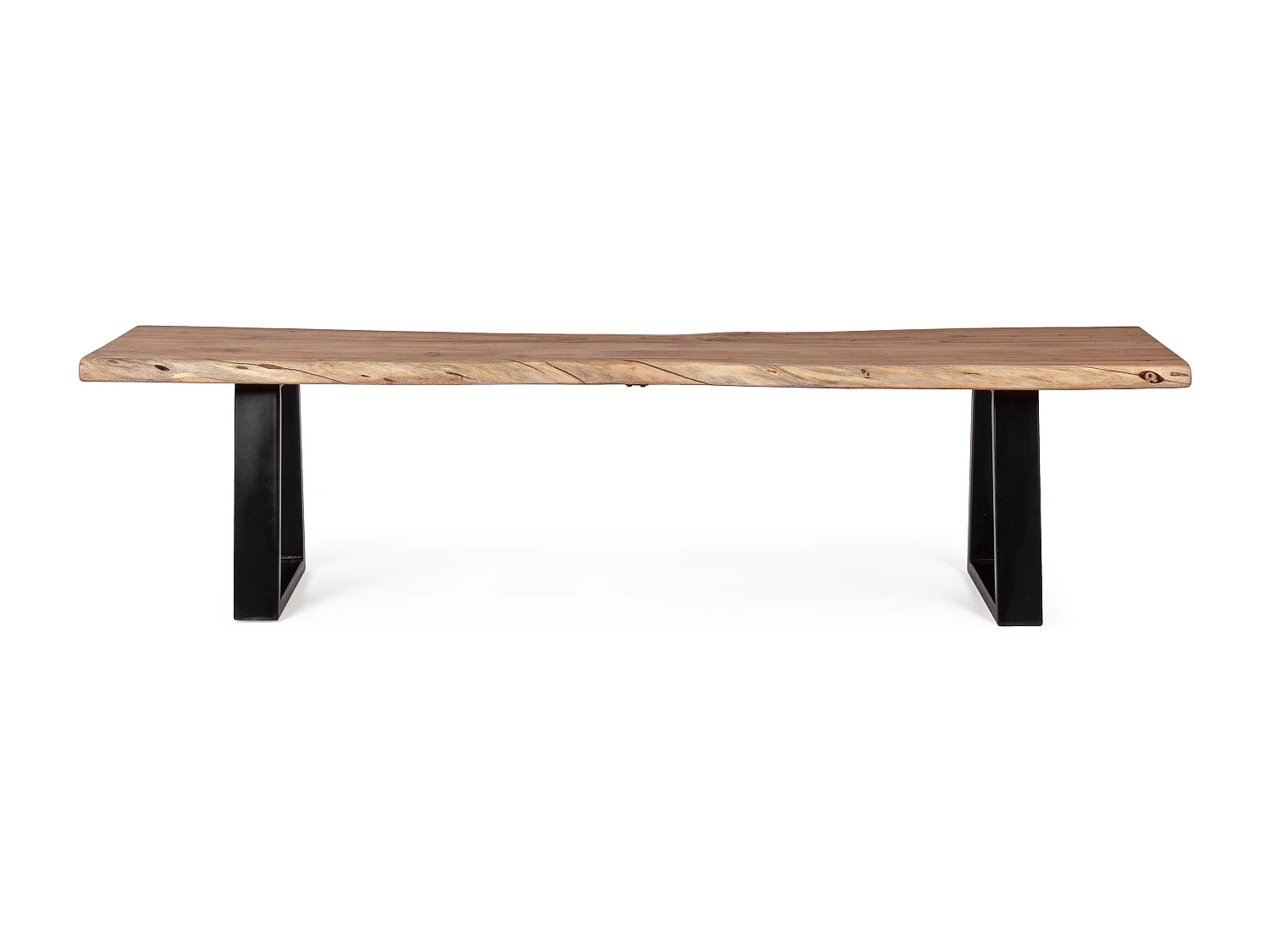 Banc en bois d'acacia et pieds en acier Amaly 178cm