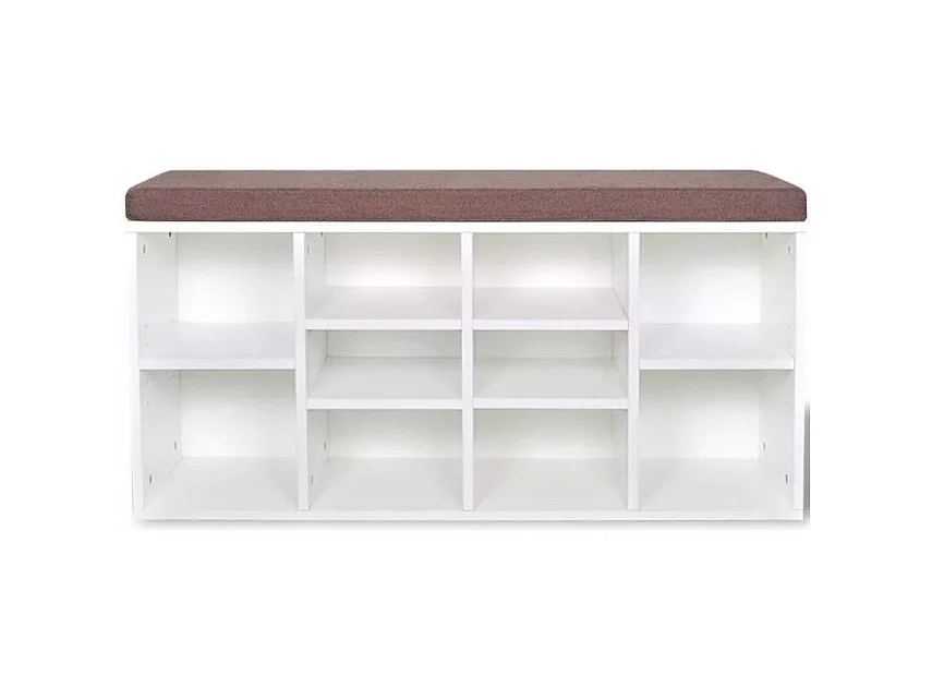 Banc de rangement chaussures 10 compartiments bois blanc Lou