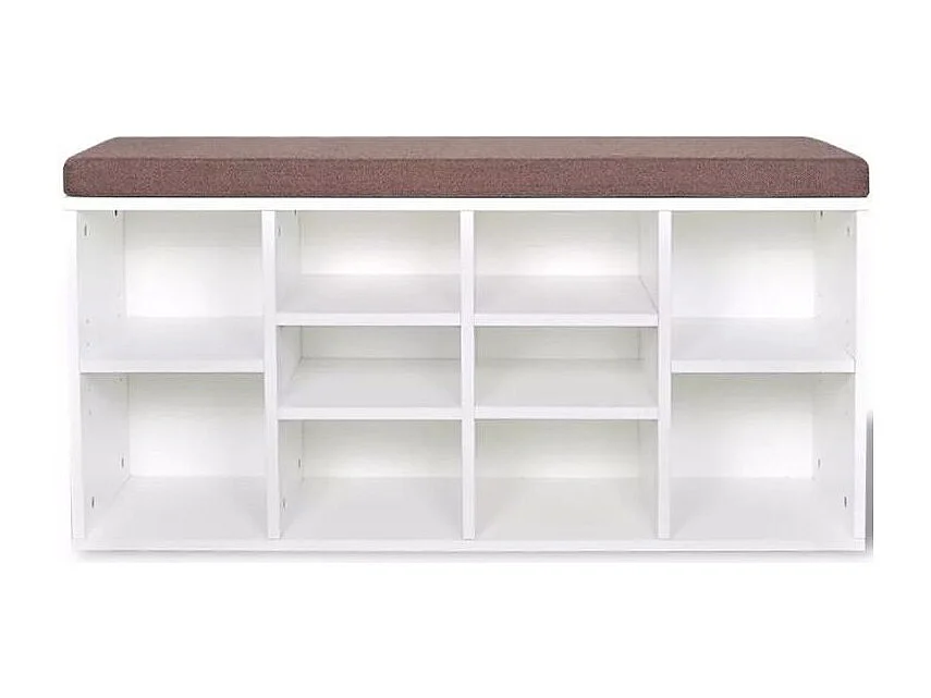 Banc de rangement chaussures 10 compartiments bois blanc Lou