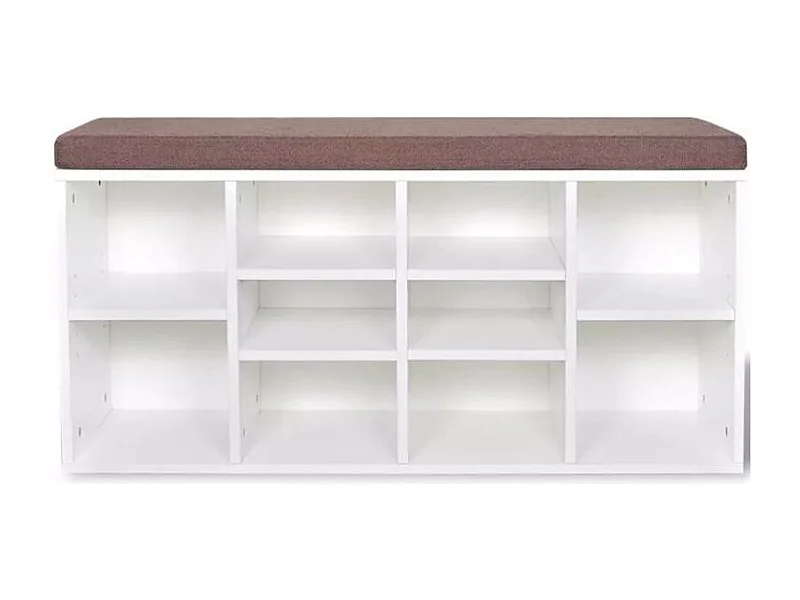 Banc de rangement chaussures 10 compartiments bois blanc Lou