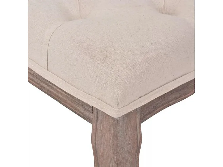 Banc capitonné lin beige et pieds bois massif clair Makin 110cm