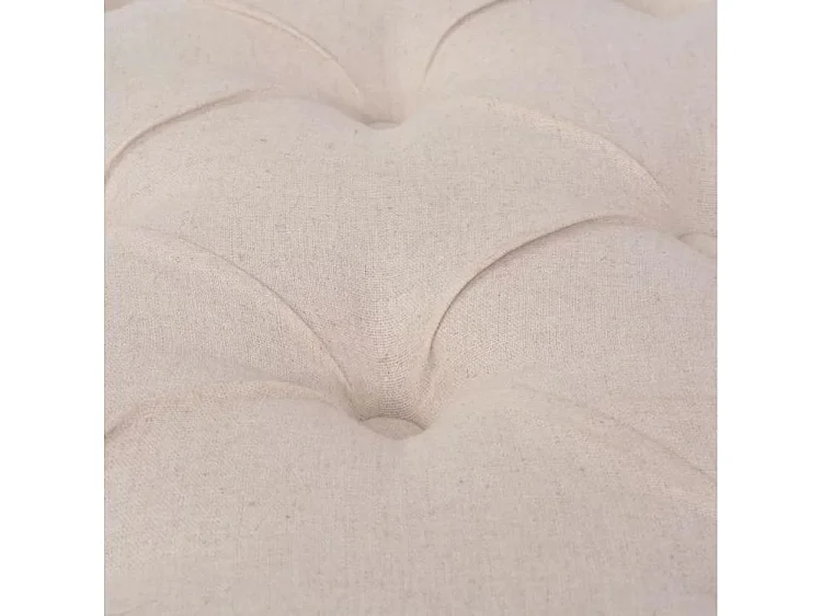 Banc capitonné lin beige et pieds bois massif clair Makin 110cm