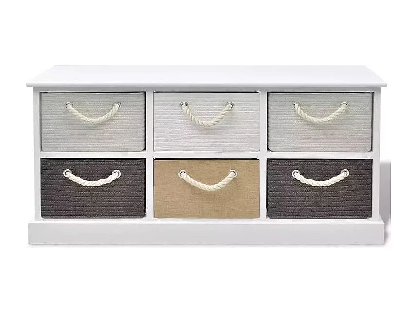 Banc de rangement 6 tiroirs paulownia massif Tanio