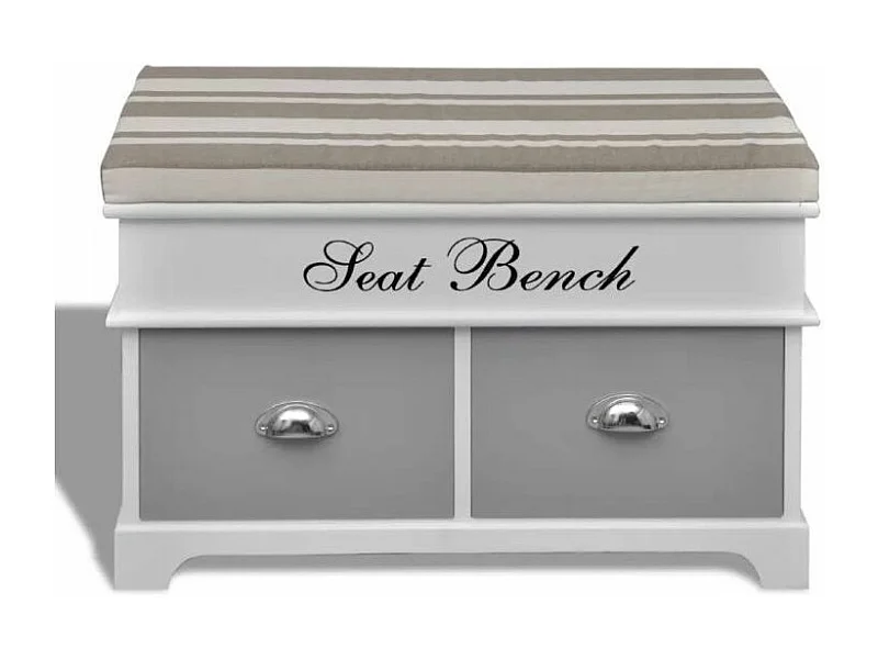 Banc de rangement 2 tiroirs bois paulownia clair Laula