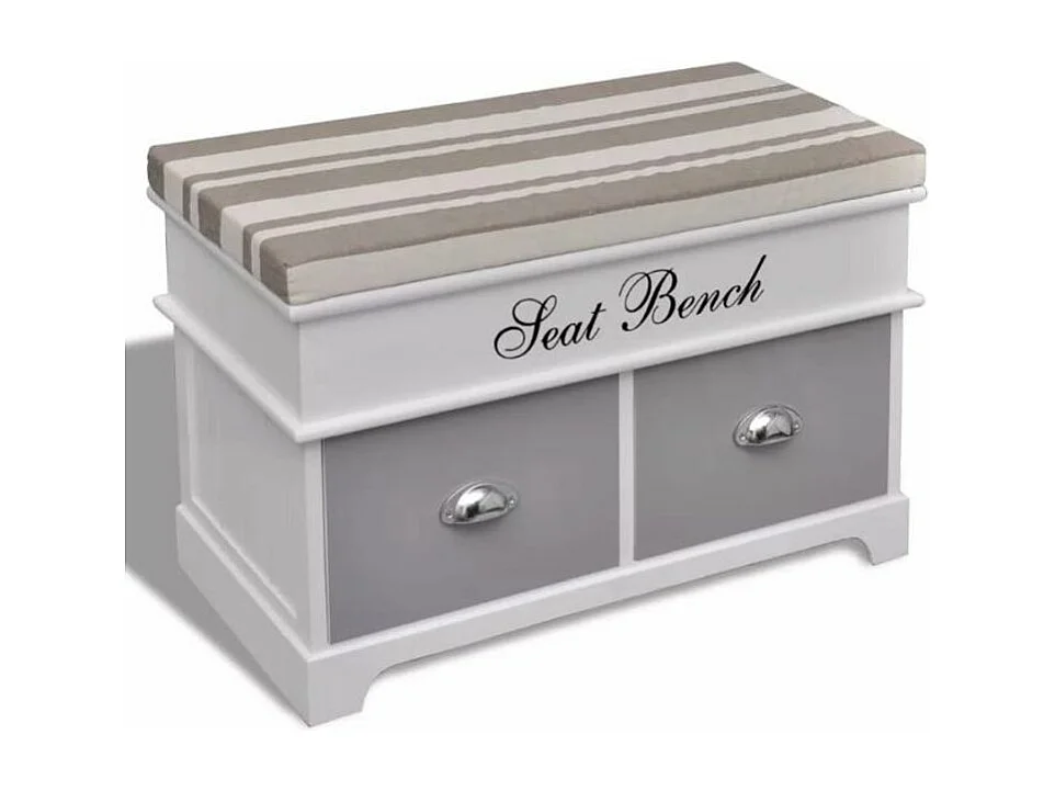 Banc de rangement 2 tiroirs bois paulownia clair Laula