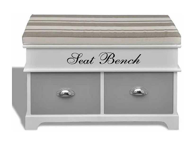 Banc de rangement 2 tiroirs bois paulownia clair Laula