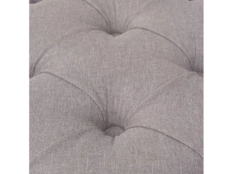 Banc capitonné lin gris et pieds bois massif clair Makin 110cm