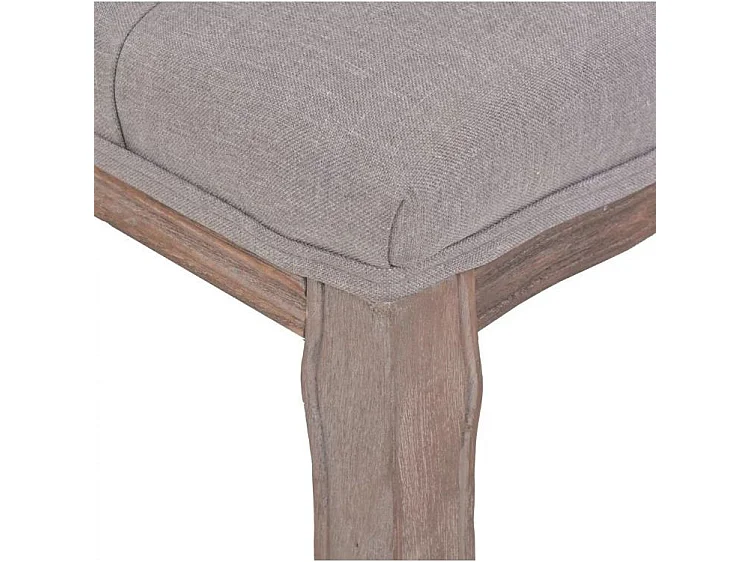 Banc capitonné lin gris et pieds bois massif clair Makin 110cm