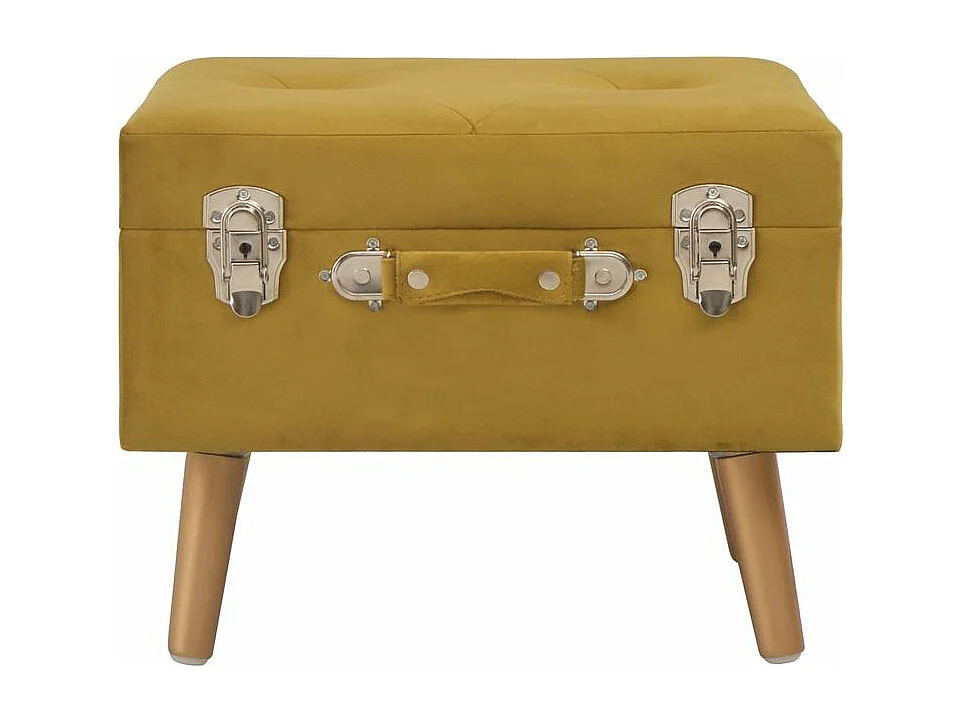 Tabourets de rangement lot de 3 Jaune moutarde Velours