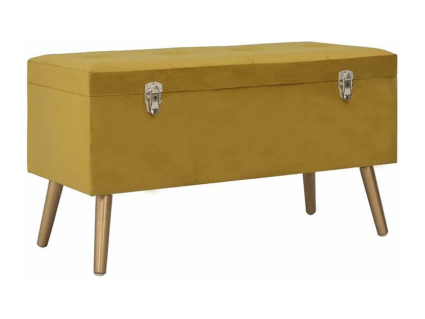 Tabourets de rangement lot de 3 Jaune moutarde Velours